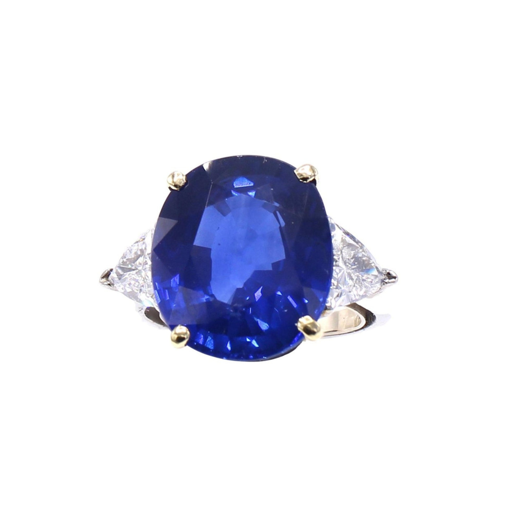 Post-1980s Platinum Sapphire & Diamond Ring front