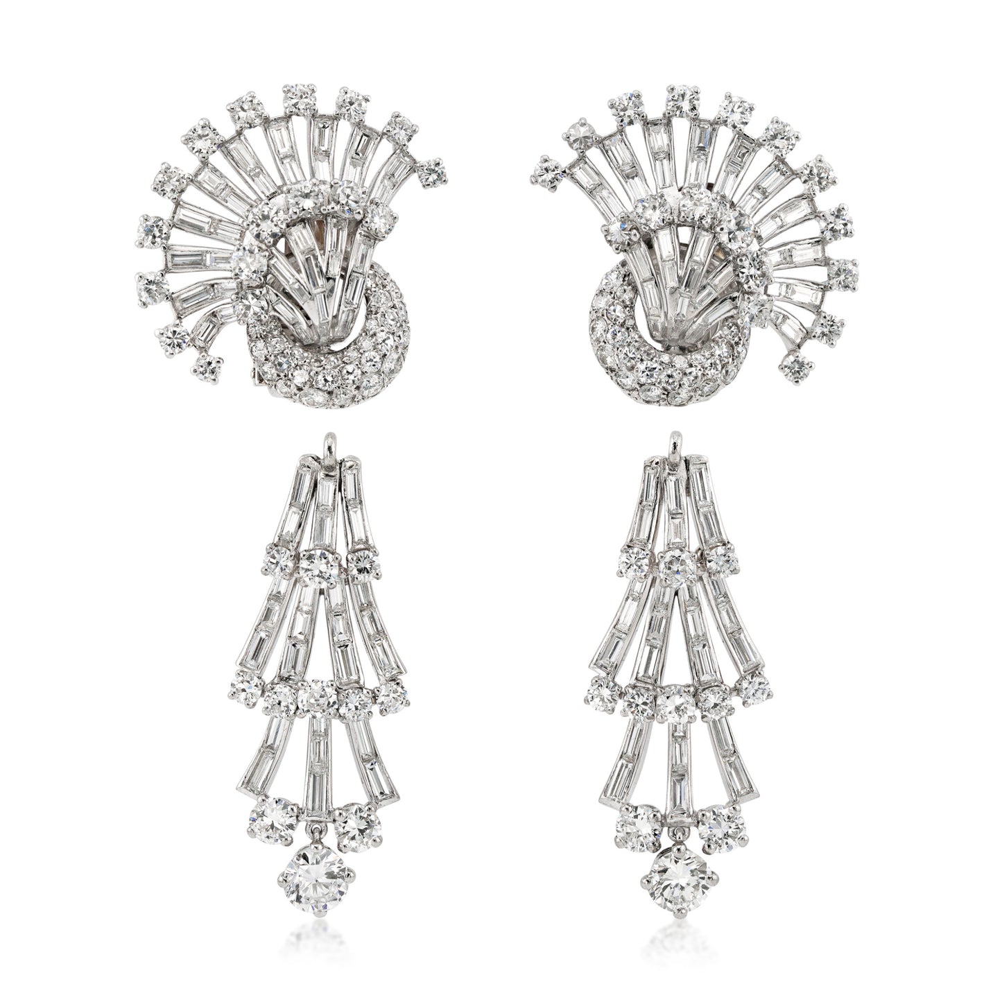 1960s Platinum Diamond Earrings front
