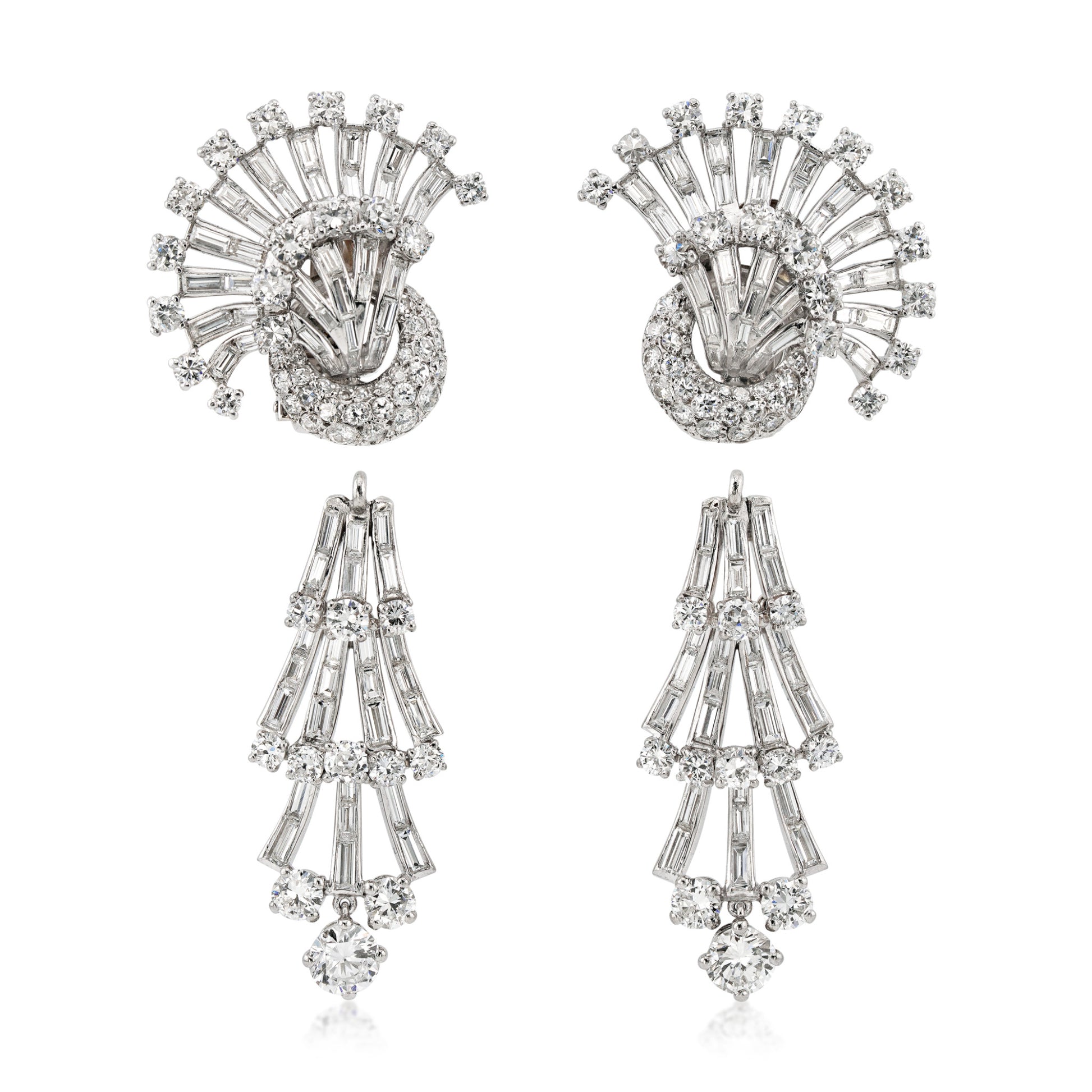 1960s Platinum Diamond Earrings front