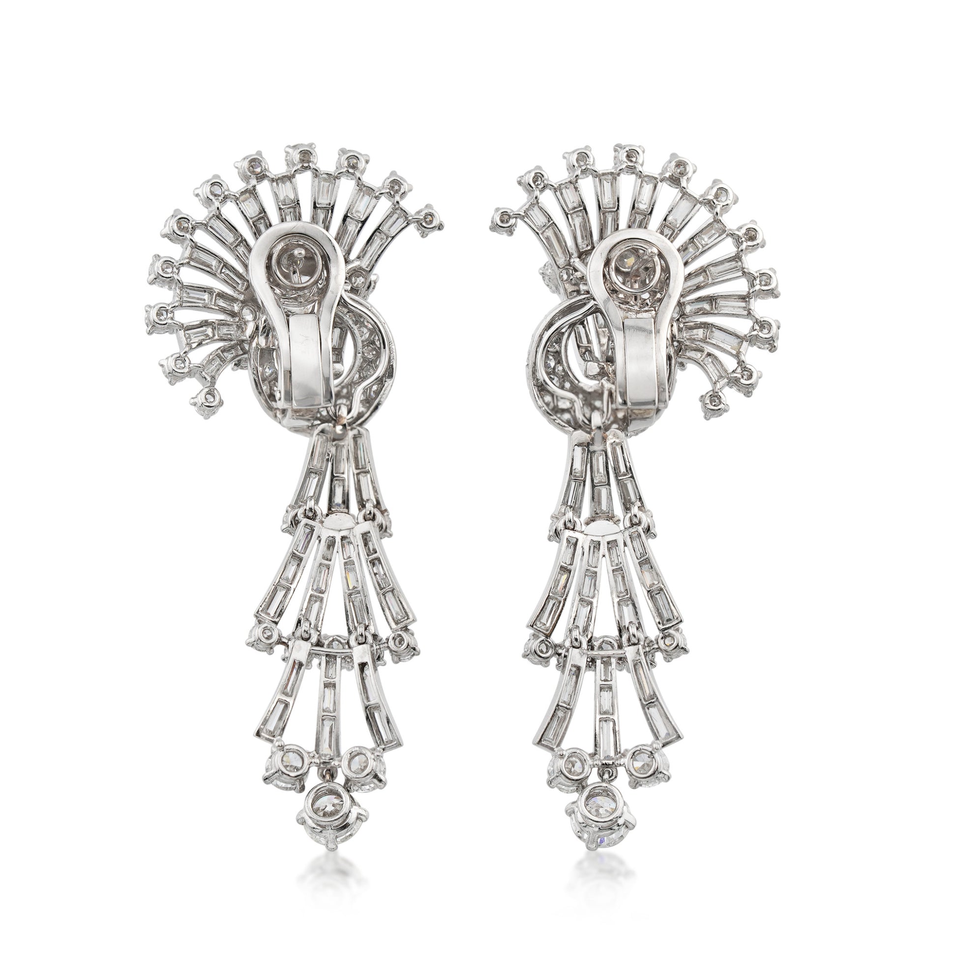 1960s Platinum Diamond Earrings back