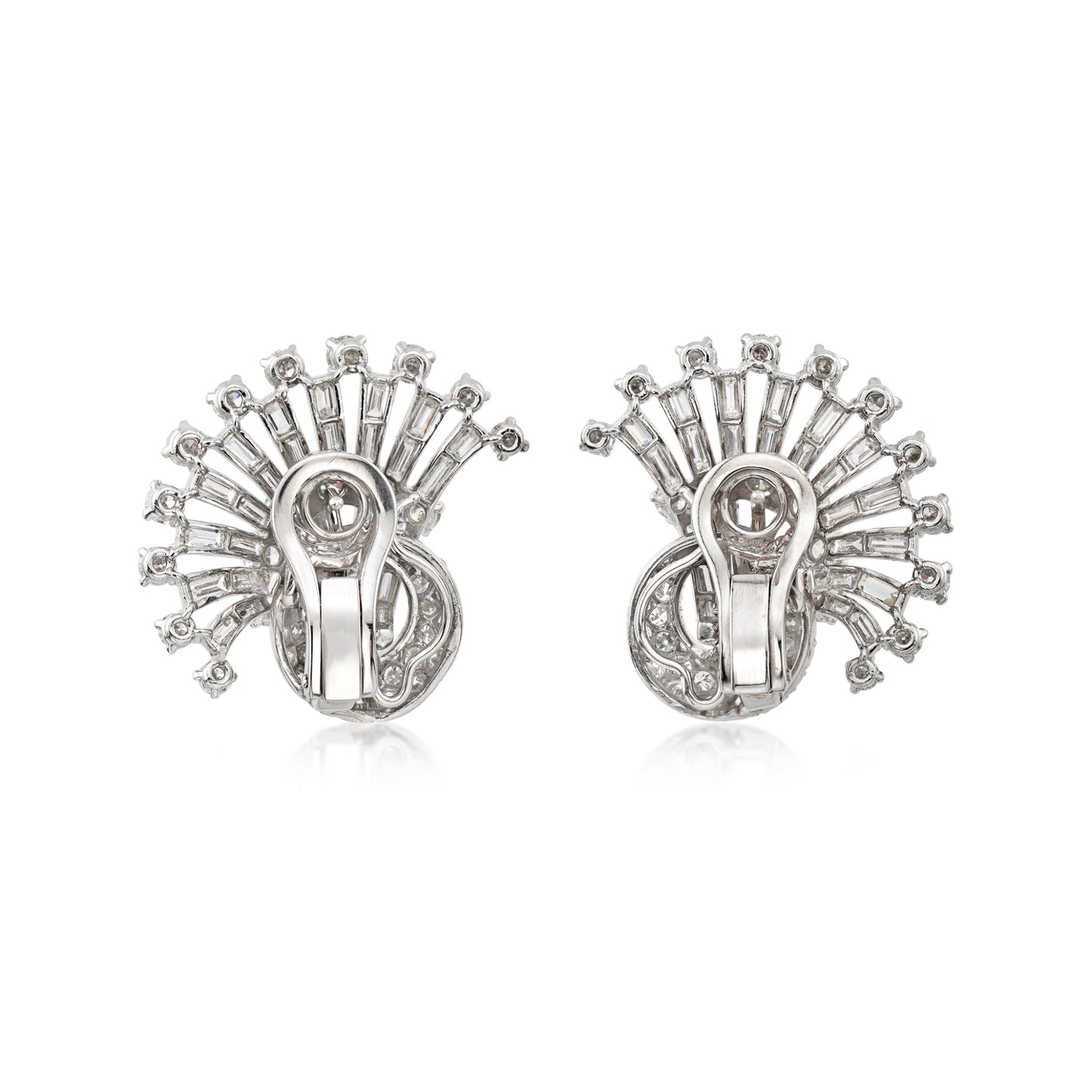 1960s Platinum Diamond Earrings back