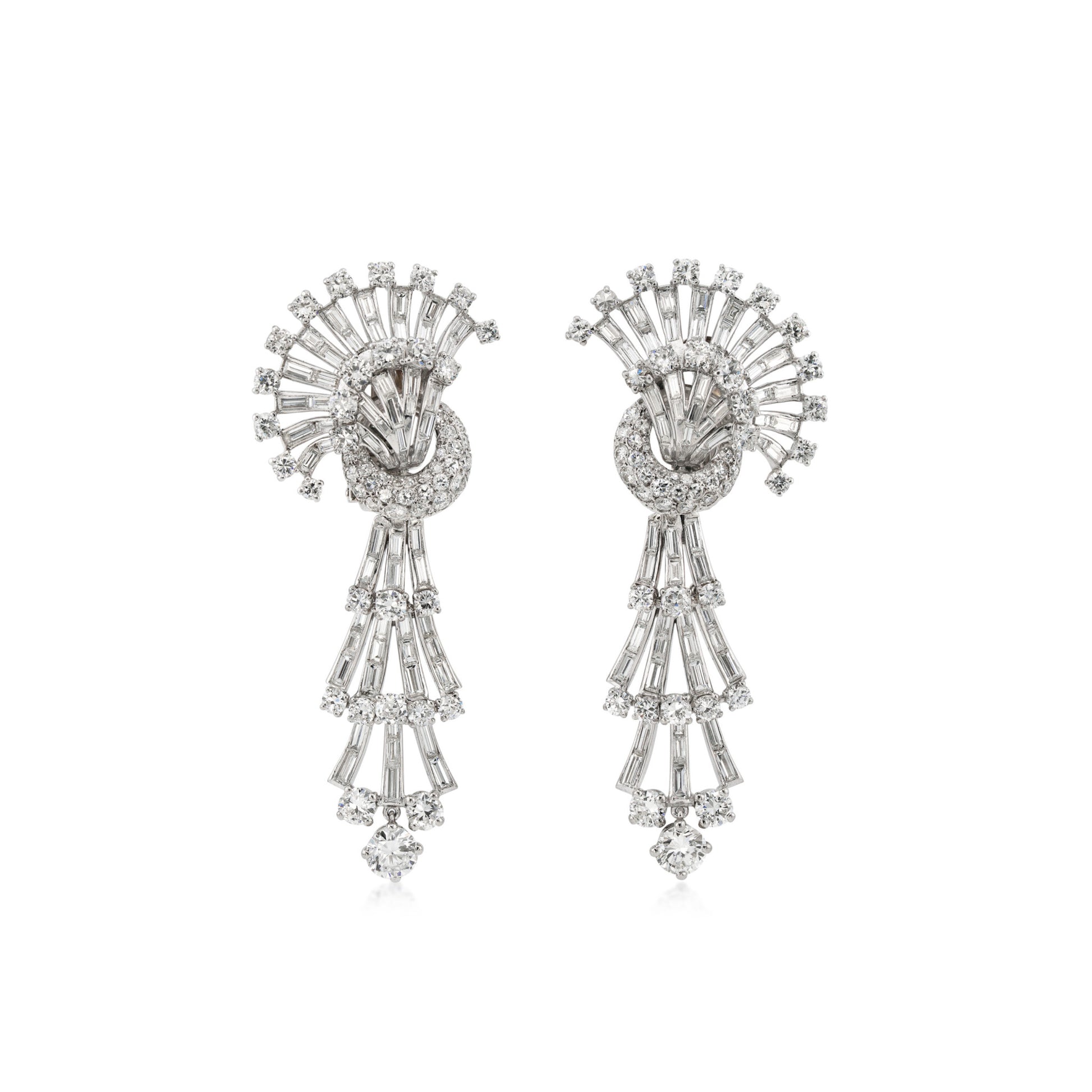 1960s Platinum Diamond Earrings front