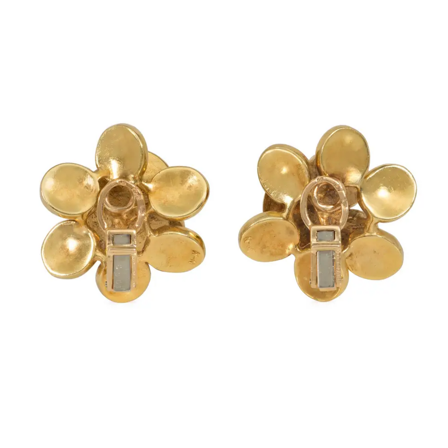 French 1960s 18KT Yellow Gold Diamond Earrings back