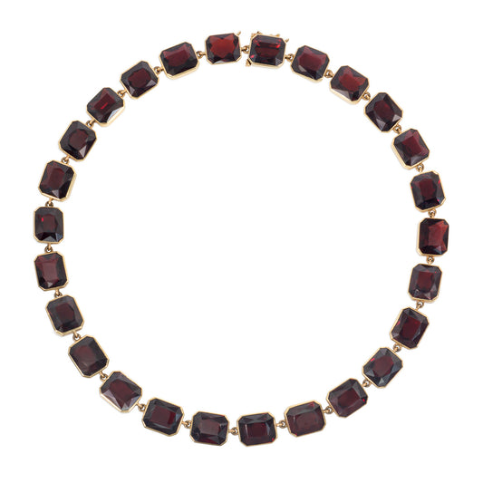 J.E. Caldwell Antique 14KT Yellow Gold Garnet Rivière Necklace front