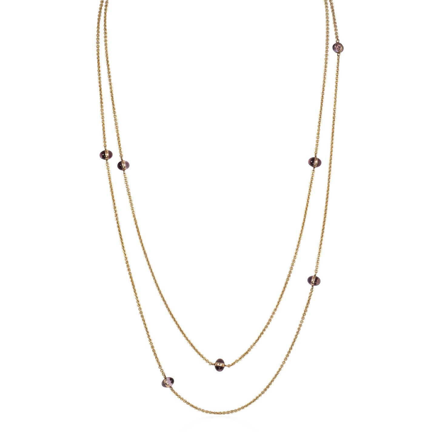 Art Nouveau 14KT Yellow Gold Amethyst Necklace front