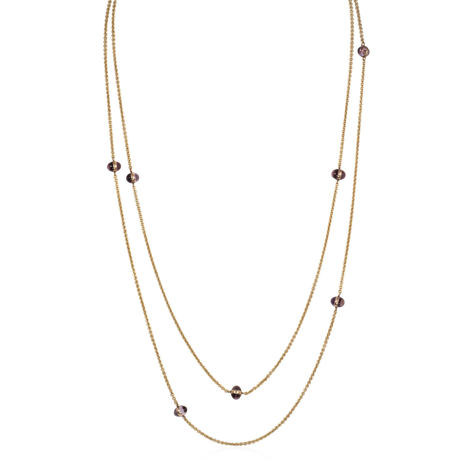 Art Nouveau 14KT Yellow Gold Amethyst Necklace front
