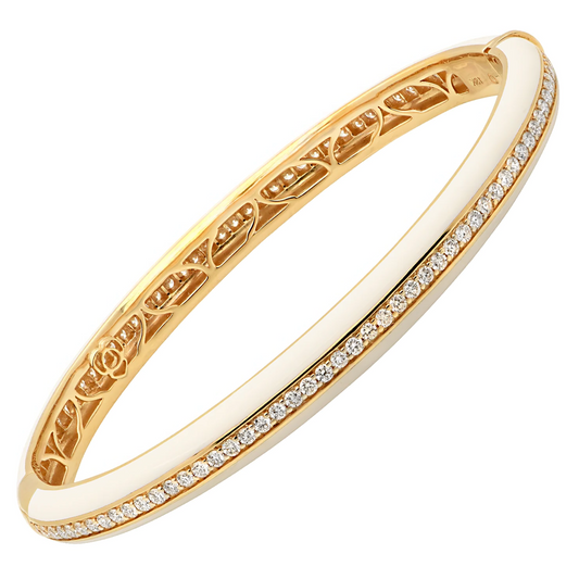 Post-1980s 18KT Yellow Gold Diamond & Ceramic Bracelet front
