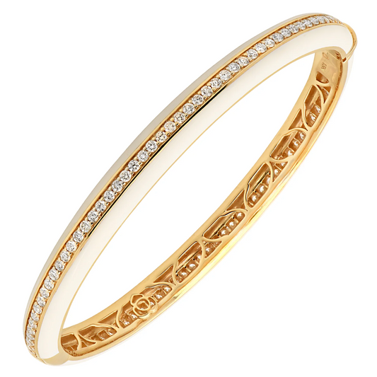Post-1980s 18KT Yellow Gold Diamond & Ceramic Bracelet front
