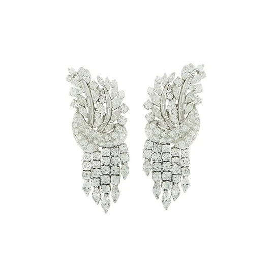 1960s Platinum Diamond Earrings front