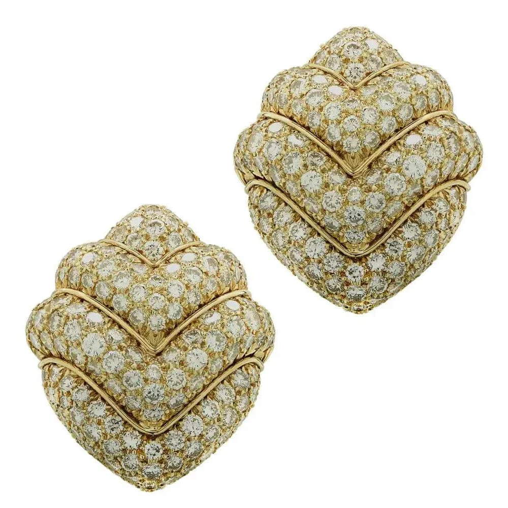 Bulgari 1970s 18KT Yellow Gold Diamond Doppio Earrings front