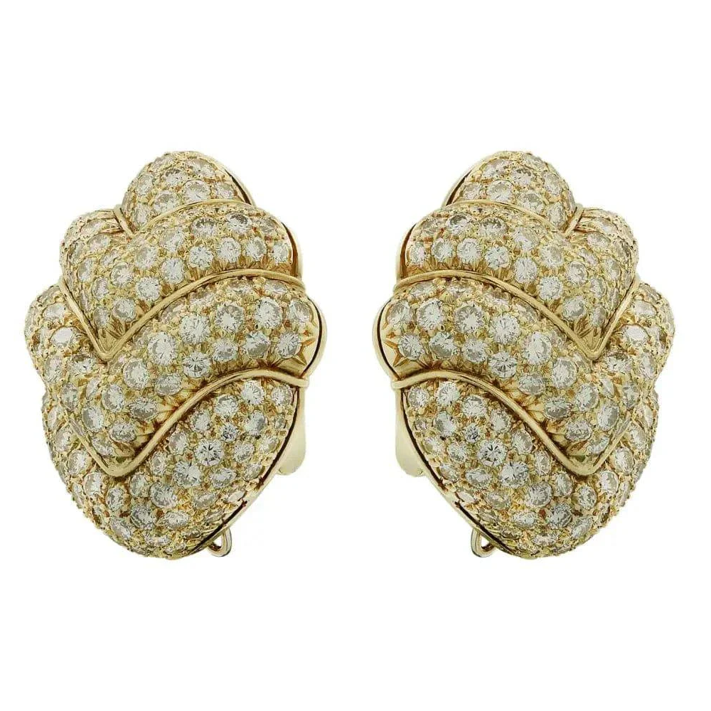 Bulgari 1970s 18KT Yellow Gold Diamond Doppio Earrings front