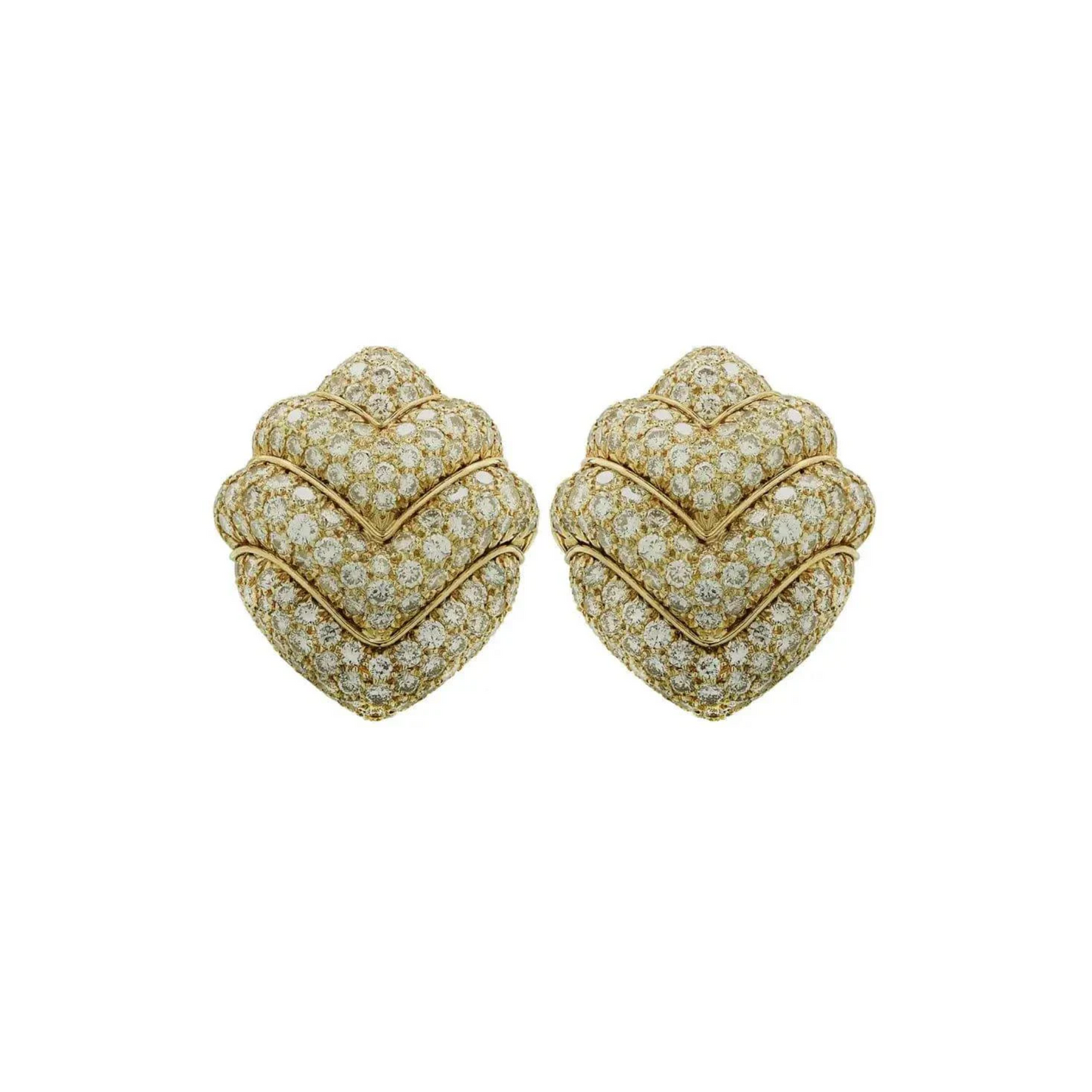 Bulgari 1970s 18KT Yellow Gold Diamond Doppio Earrings front