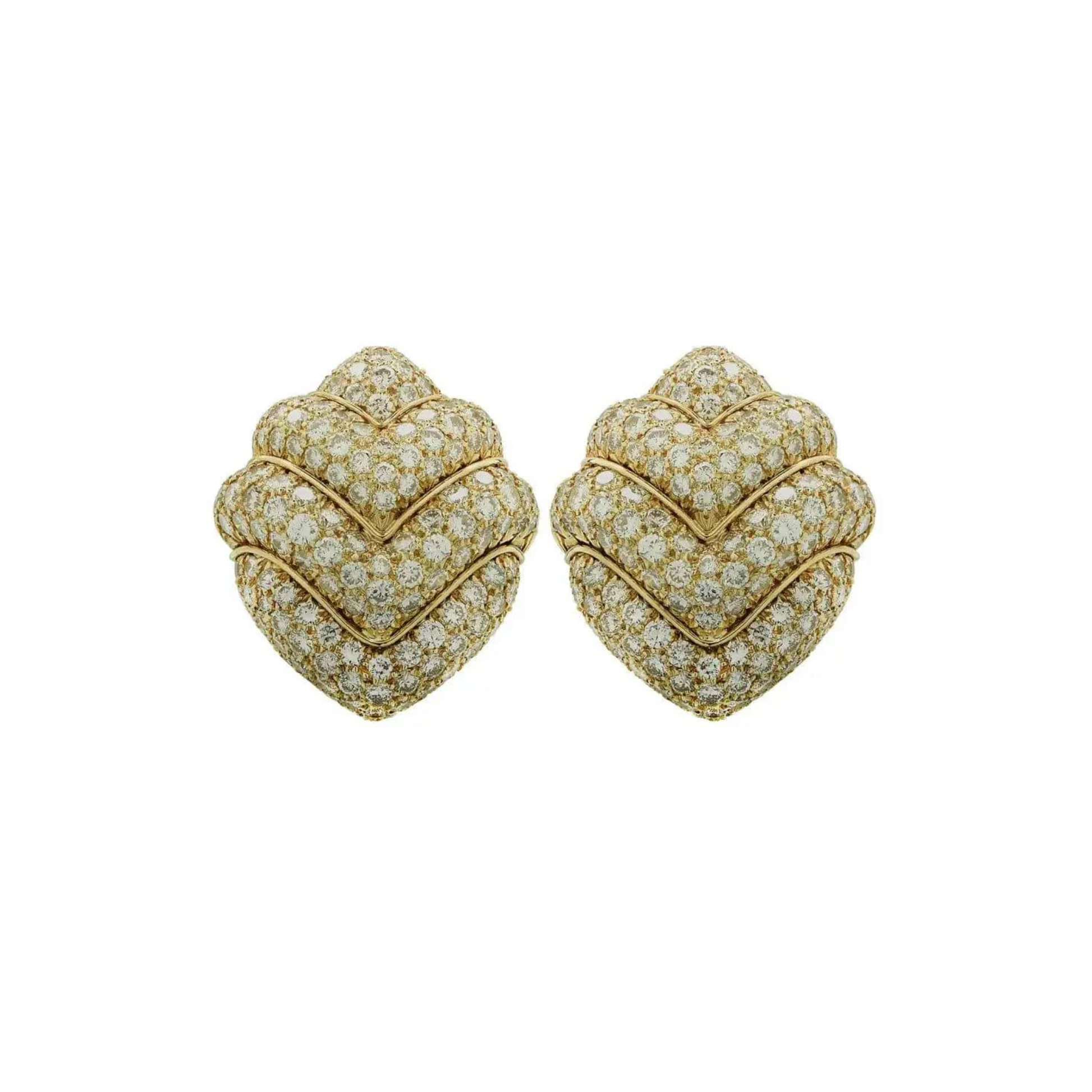 Bulgari 1970s 18KT Yellow Gold Diamond Doppio Earrings front