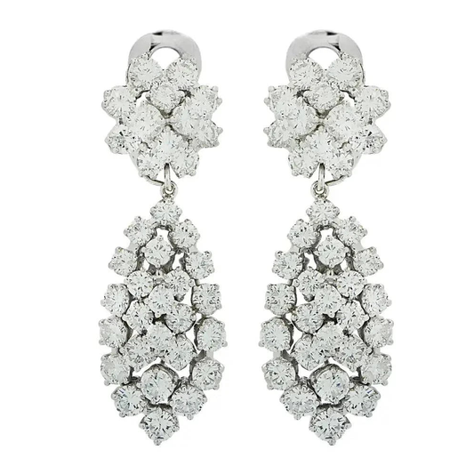 Contemporary 18KT White Gold Diamond Earrings front