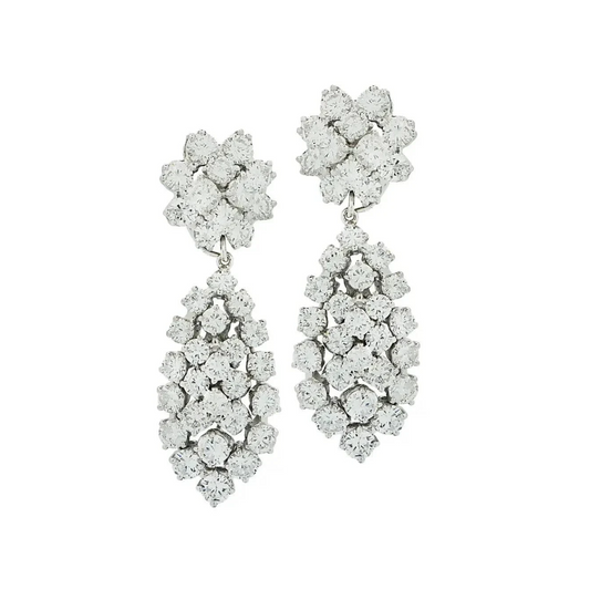 Contemporary 18KT White Gold Diamond Earrings front
