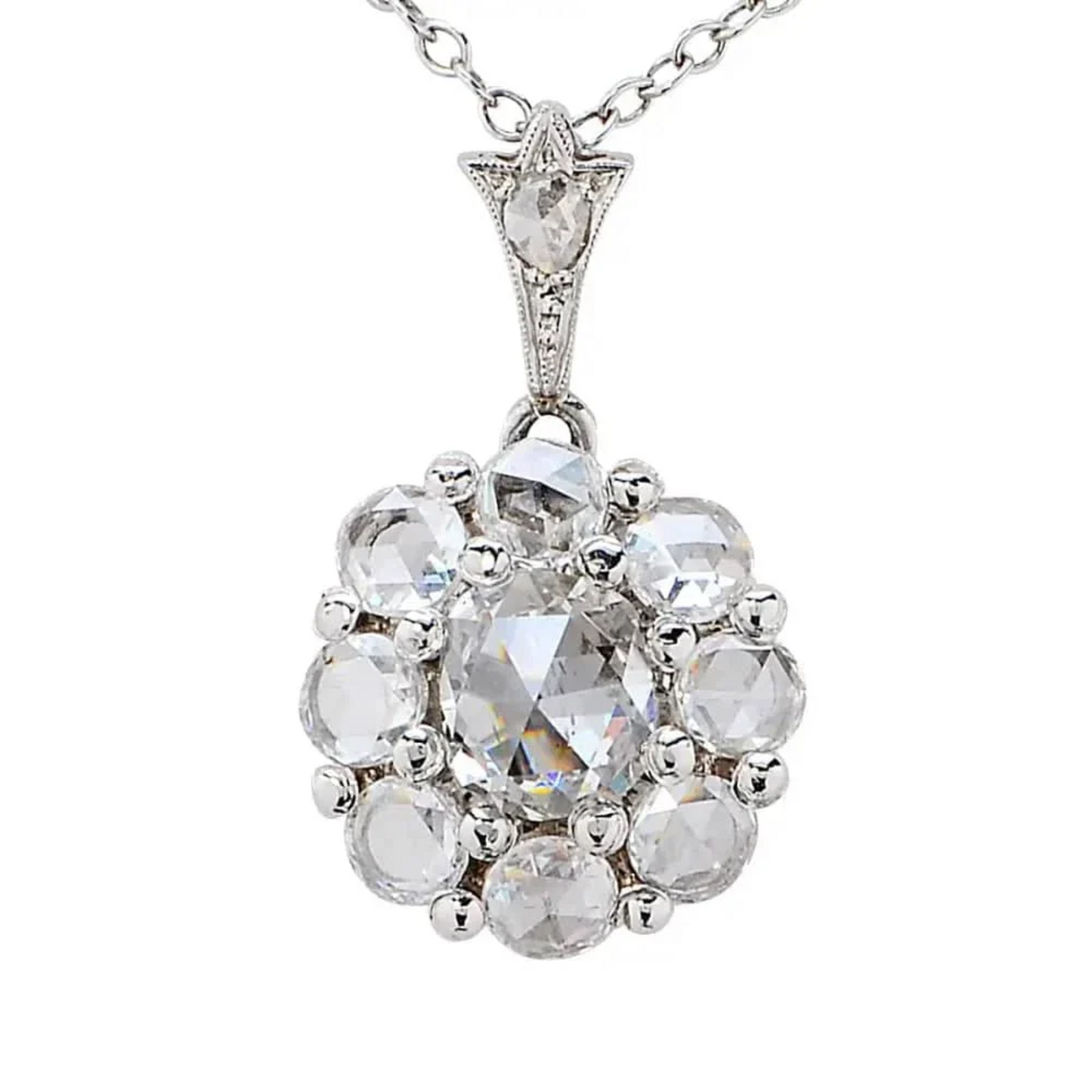 1980s Platinum Diamond Pendant front