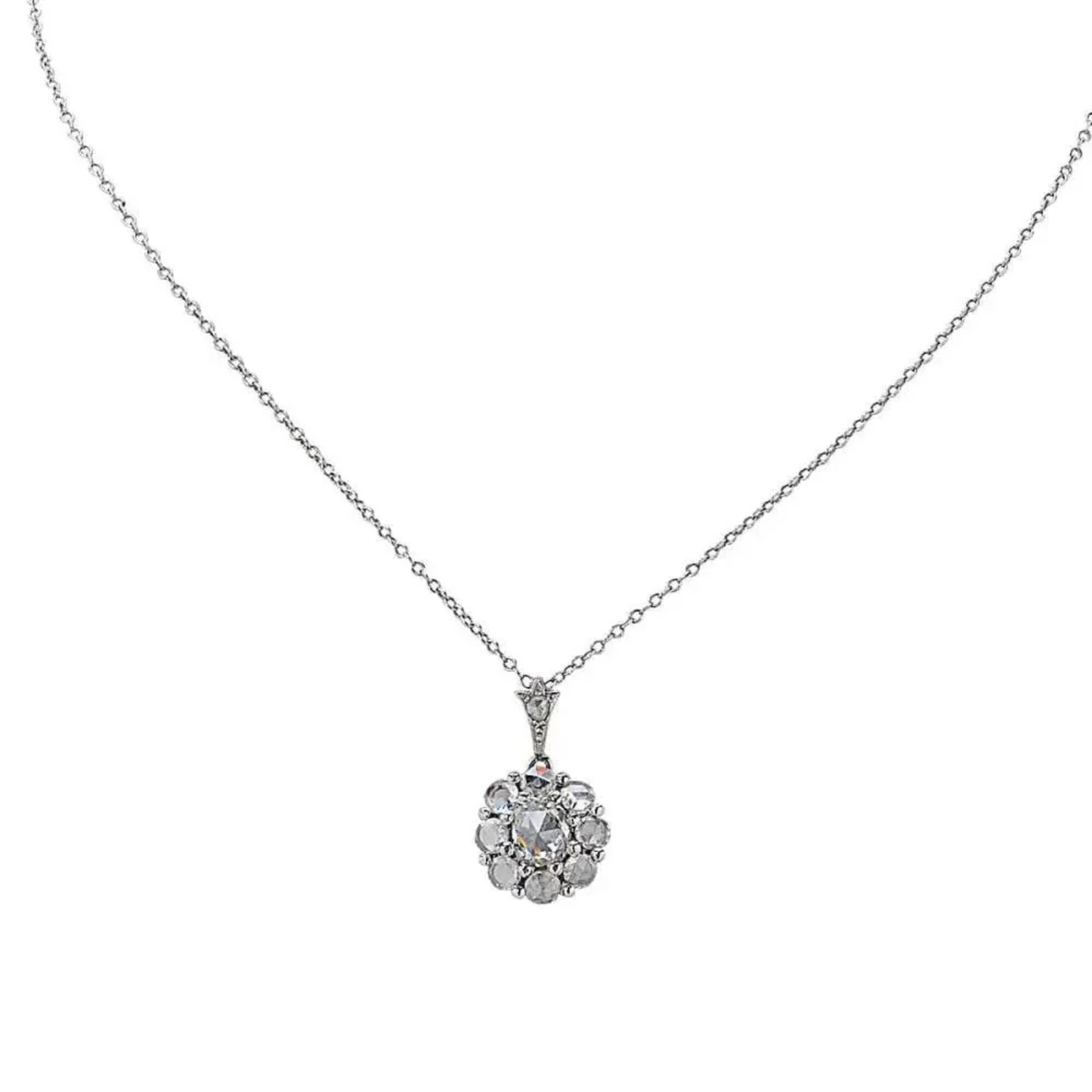 1980s Platinum Diamond Pendant front