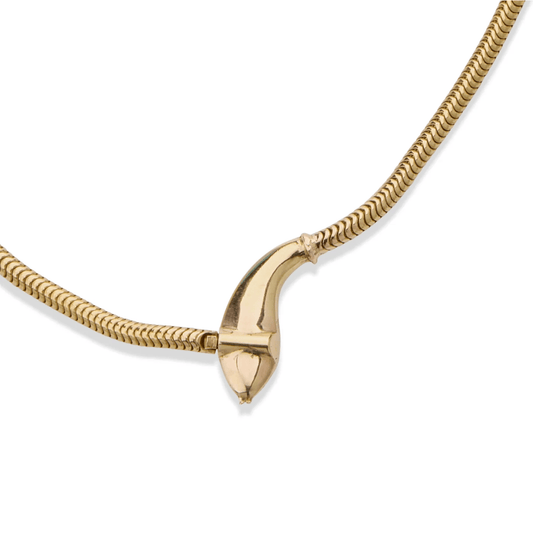 Victorian 18KT Yellow Gold Diamond & Ruby Snake Necklace back