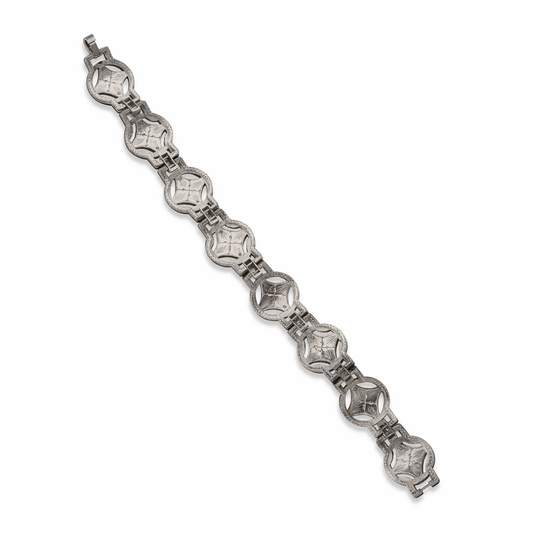 G.T. Marsh & Co. 1930s Steel & 18KT White Gold Cultured Pearl & Diamond Bracelet back