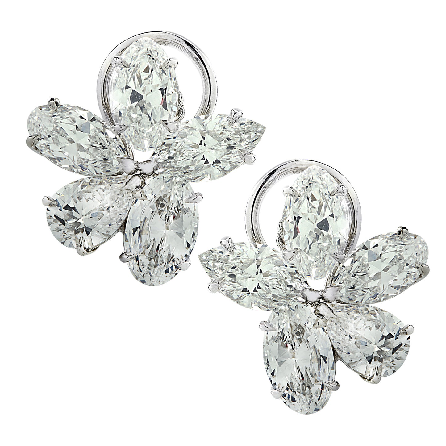 Contemporary Platinum Diamond Earrings front