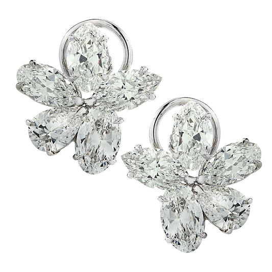 Contemporary Platinum Diamond Earrings front