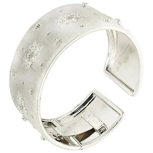 Buccellati Italy 1980s 18KT White Gold Diamond Bracelet bottom