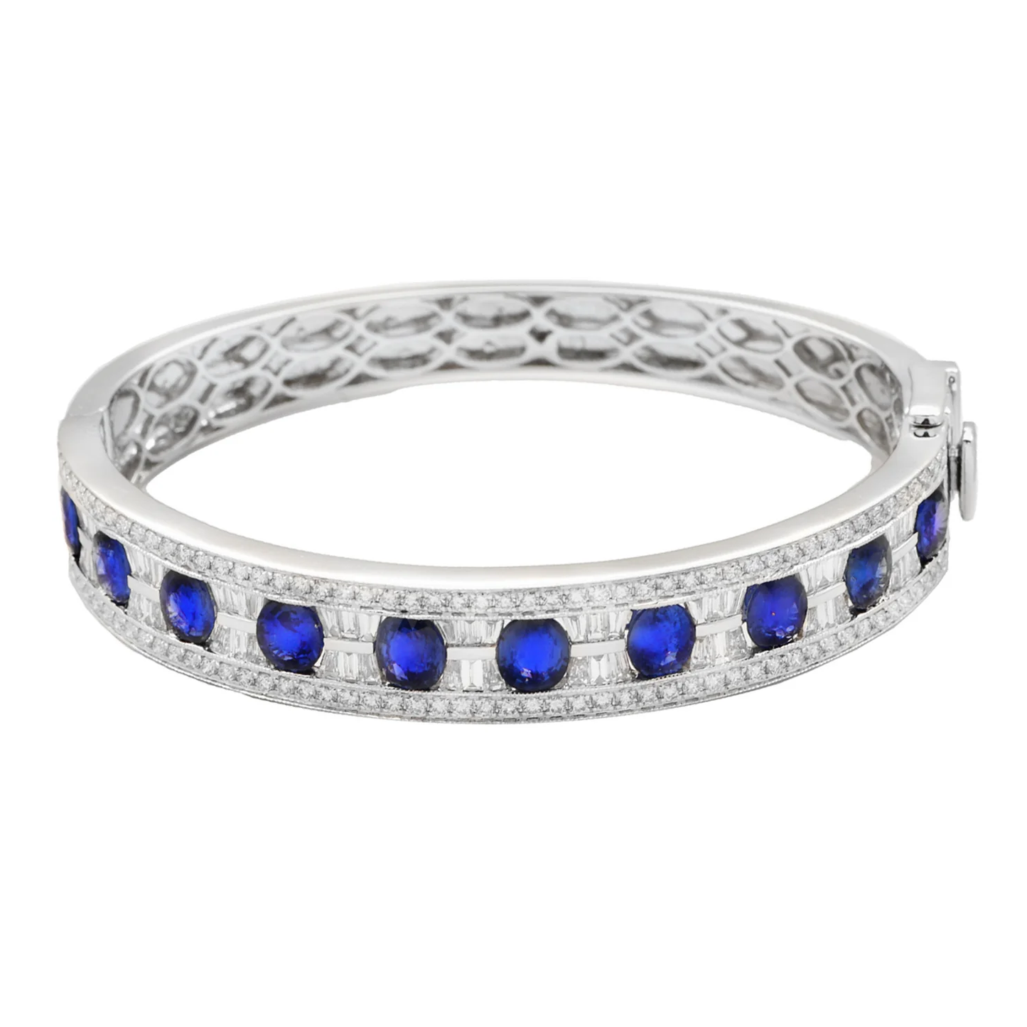 Post-1980s 18KT White Gold Sapphire & Diamond Bracelet front