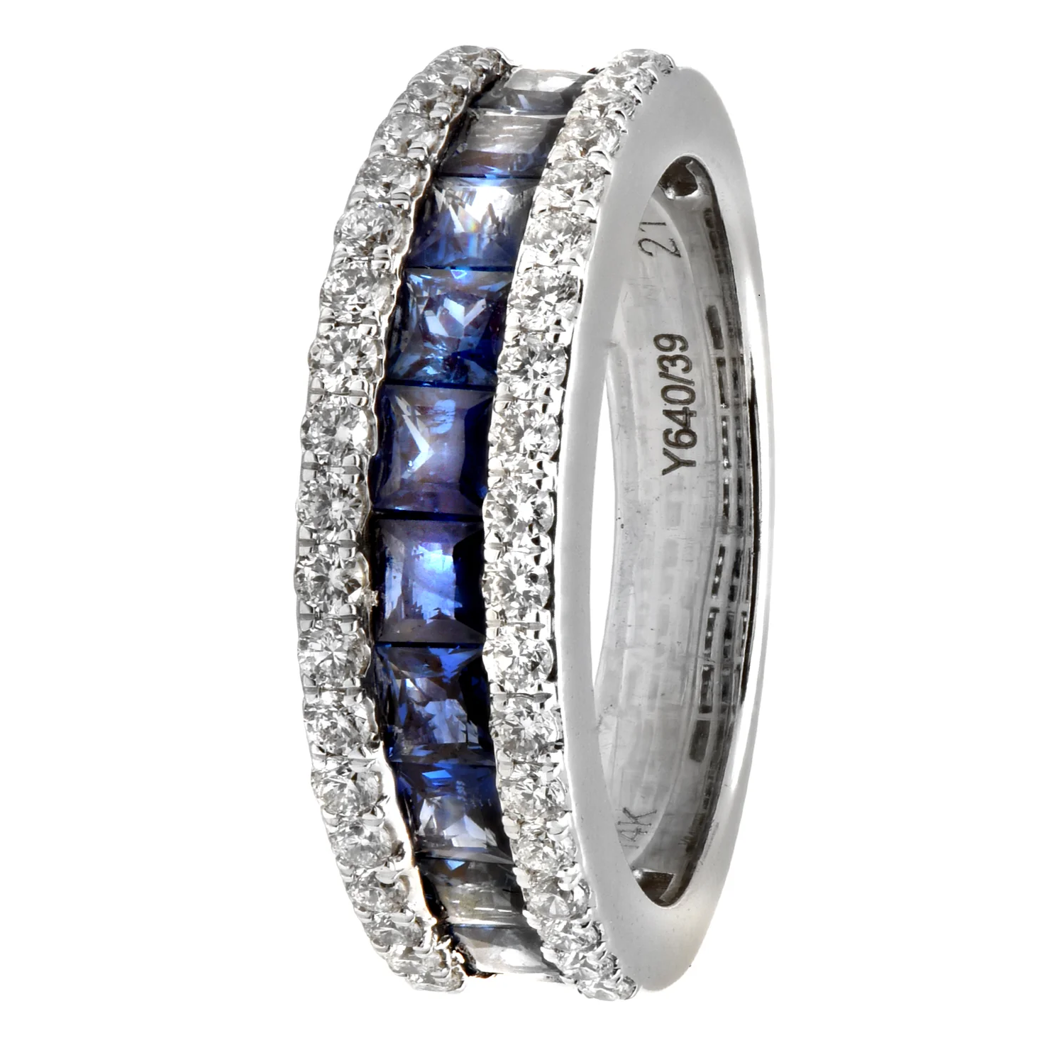 Post-1980s 14KT White Gold Sapphire & Diamond Ring front