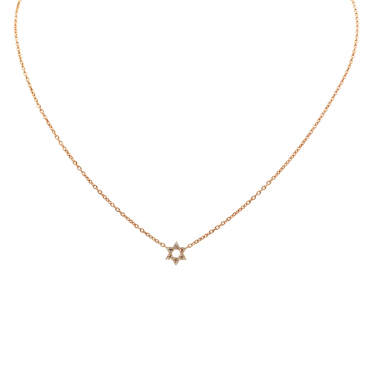 Post-1980s 18KT Rose Gold Diamond Star of David Necklace front