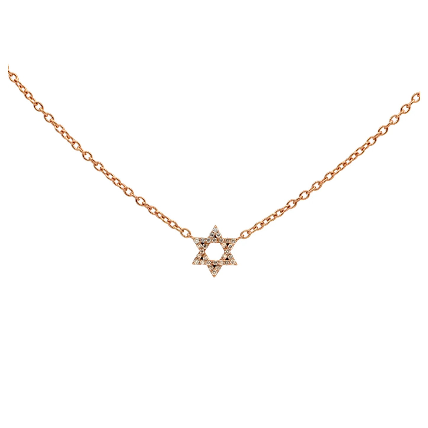 Post-1980s 18KT Rose Gold Diamond Star of David Necklace front