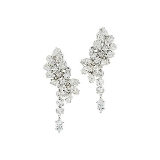 Contemporary Platinum Diamond Earrings front