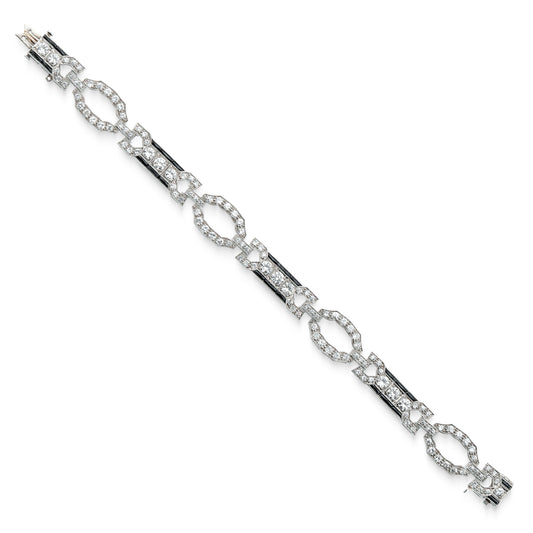 Art Deco Platinum Diamond & Onyx Bracelet front