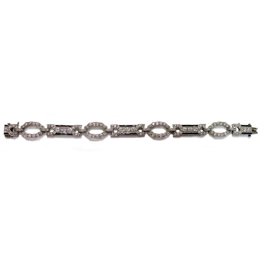 Art Deco Platinum Diamond & Onyx Bracelet front