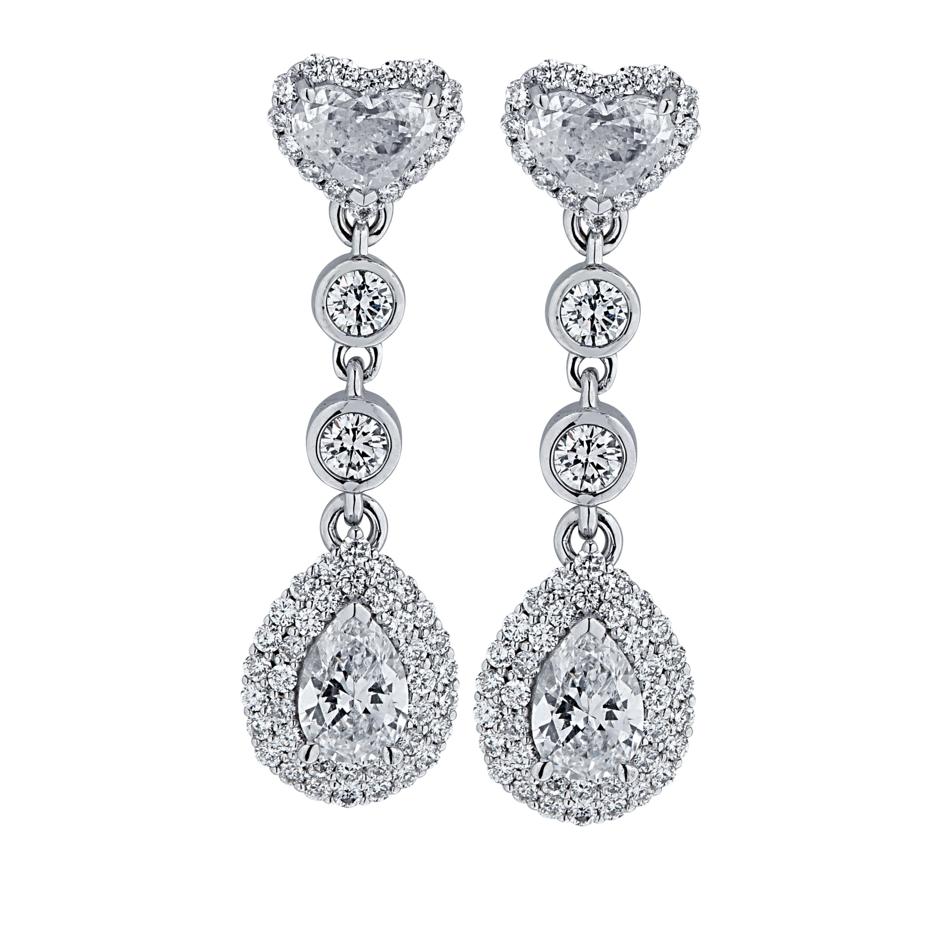 Contemporary 18KT White Gold Diamond Earrings front