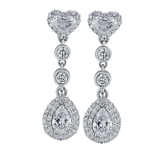 Contemporary 18KT White Gold Diamond Earrings front