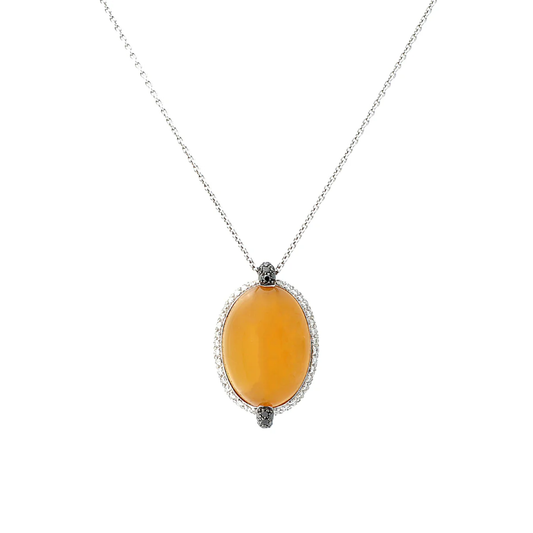 Post-1980s 18KT White Gold Chalcedony & Diamond Necklace front