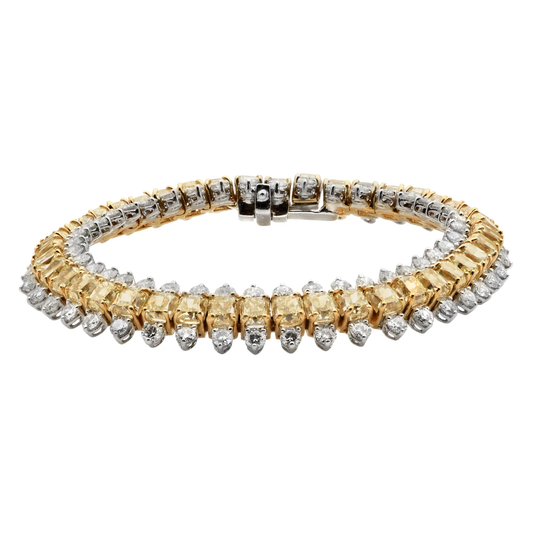 Contemporary Platinum & 18KT Yellow Gold Diamond Bracelet front