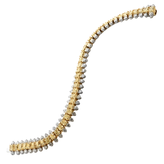 Contemporary Platinum & 18KT Yellow Gold Diamond Bracelet front