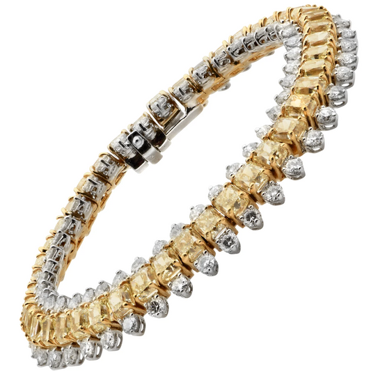 Contemporary Platinum & 18KT Yellow Gold Diamond Bracelet front