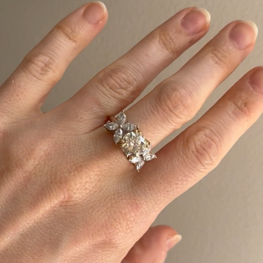 Post-1980s 18KT White & Yellow Gold Diamond Ring on finger