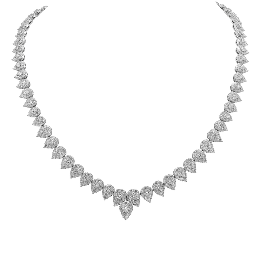 Post-1980s 18KT White Gold Morganite & Diamond Necklace front