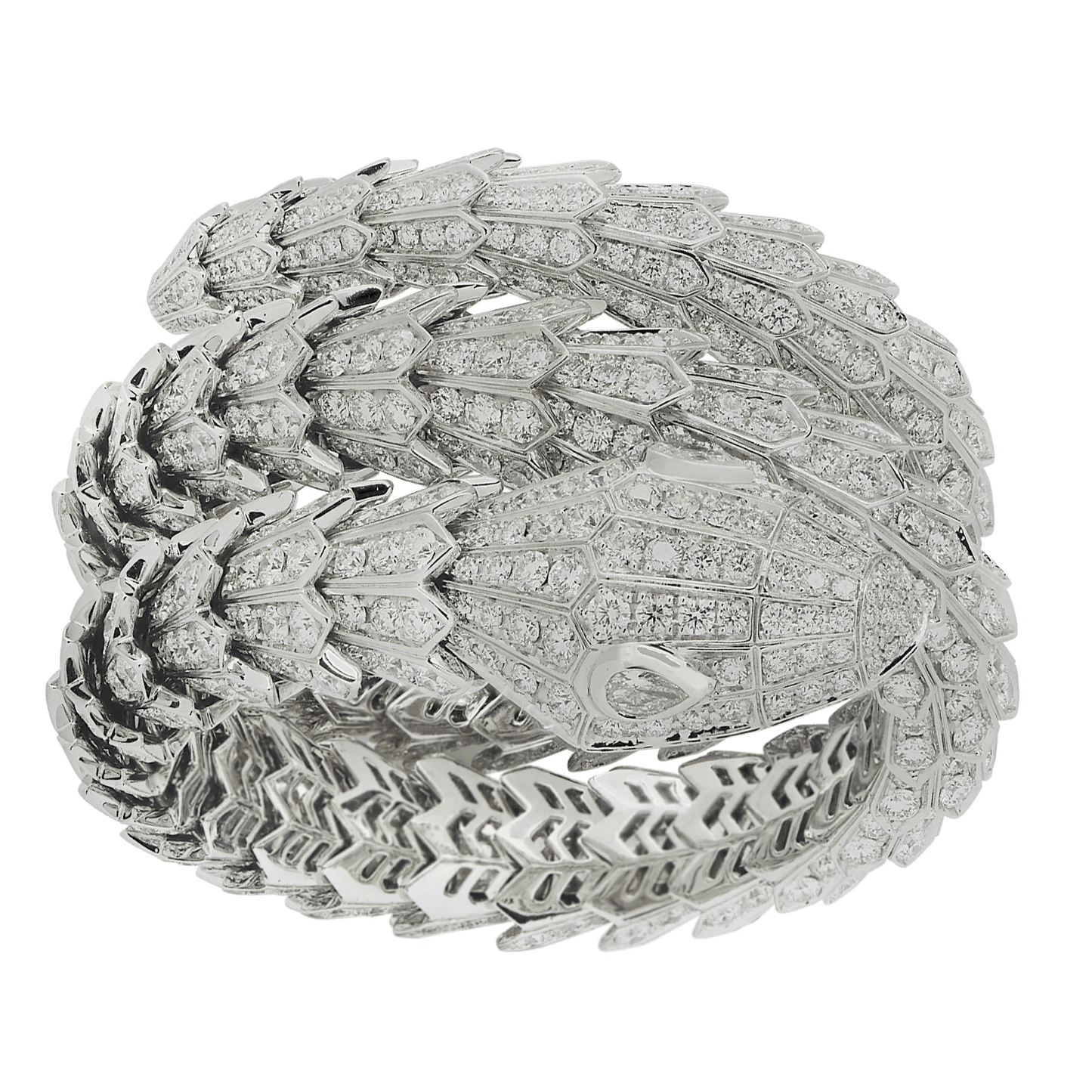 Bulgari Post-1980s 18KT White Gold Diamond Serpenti Bracelet front