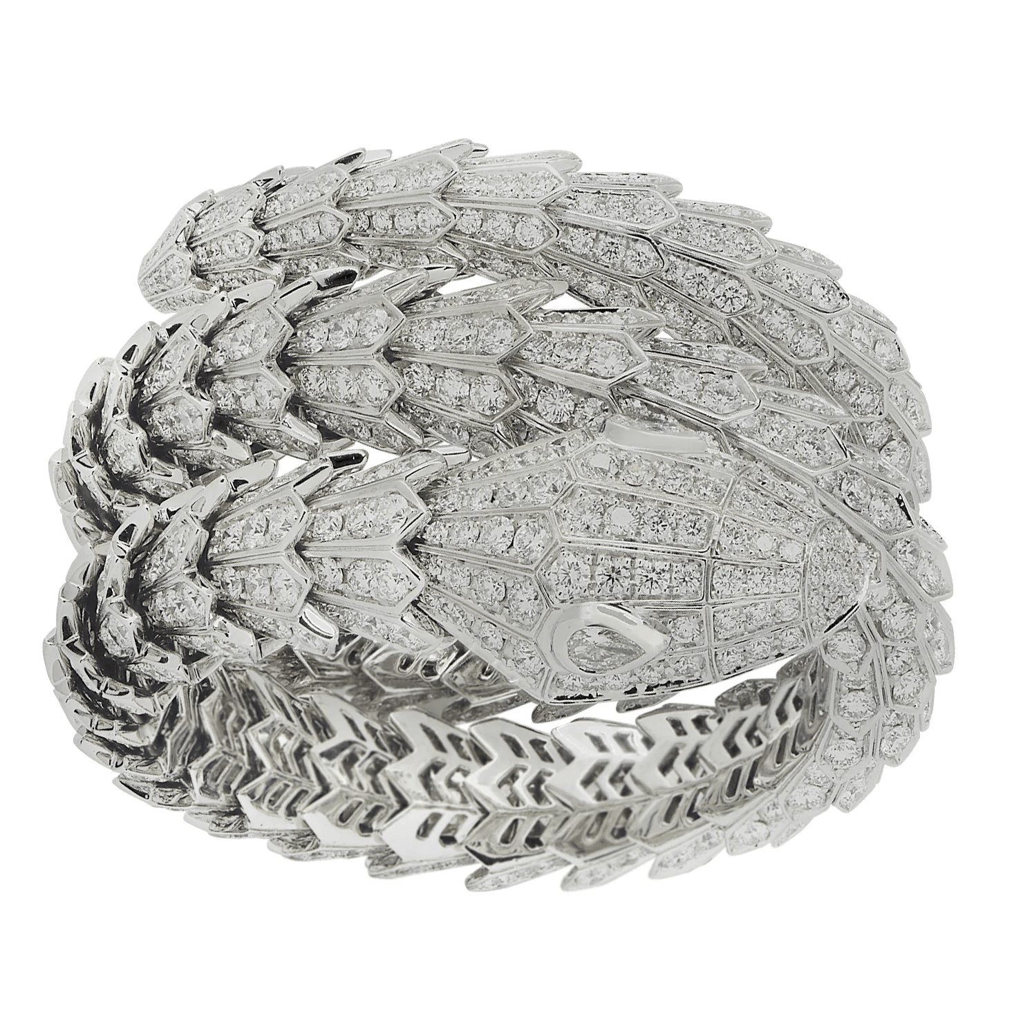 Bulgari Post-1980s 18KT White Gold Diamond Serpenti Bracelet front