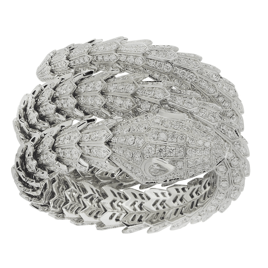 Bulgari Post-1980s 18KT White Gold Diamond Serpenti Bracelet front