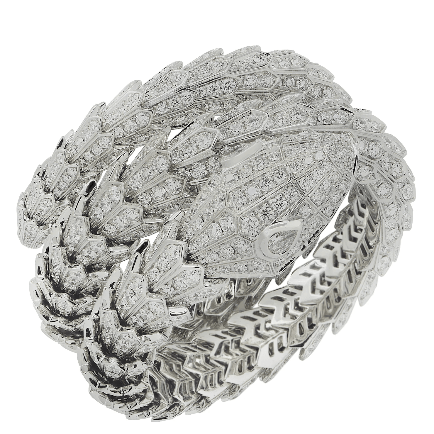 Bulgari Post-1980s 18KT White Gold Diamond Serpenti Bracelet front