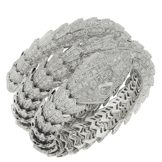 Bulgari Post-1980s 18KT White Gold Diamond Serpenti Bracelet front
