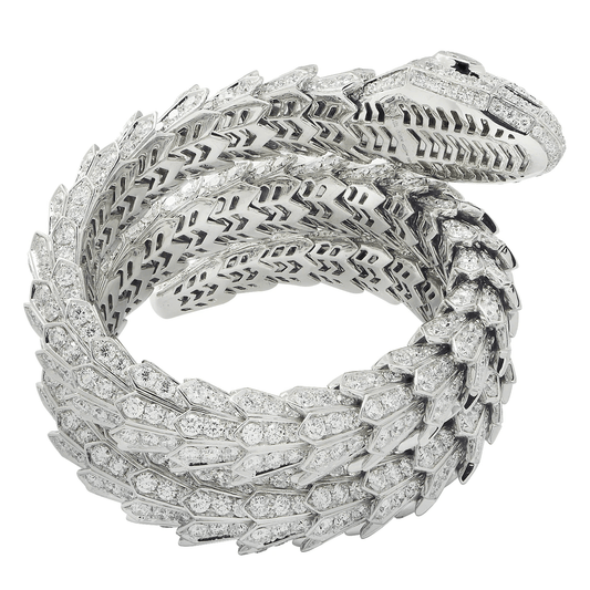 Bulgari Post-1980s 18KT White Gold Diamond Serpenti Bracelet top