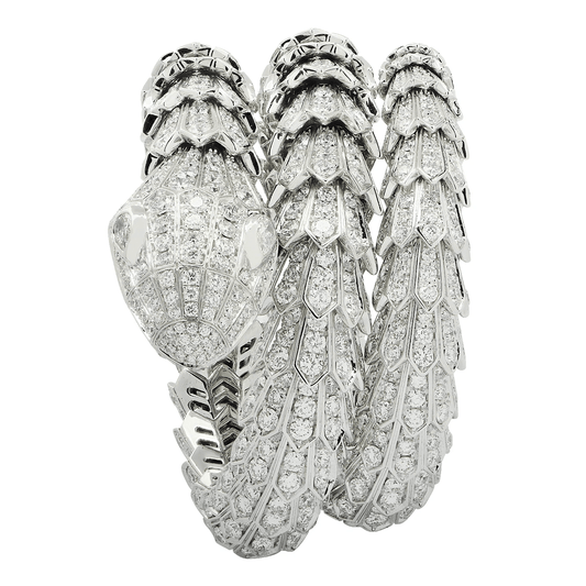Bulgari Post-1980s 18KT White Gold Diamond Serpenti Bracelet front