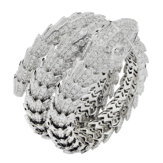 Bulgari Post-1980s 18KT White Gold Diamond Serpenti Bracelet front