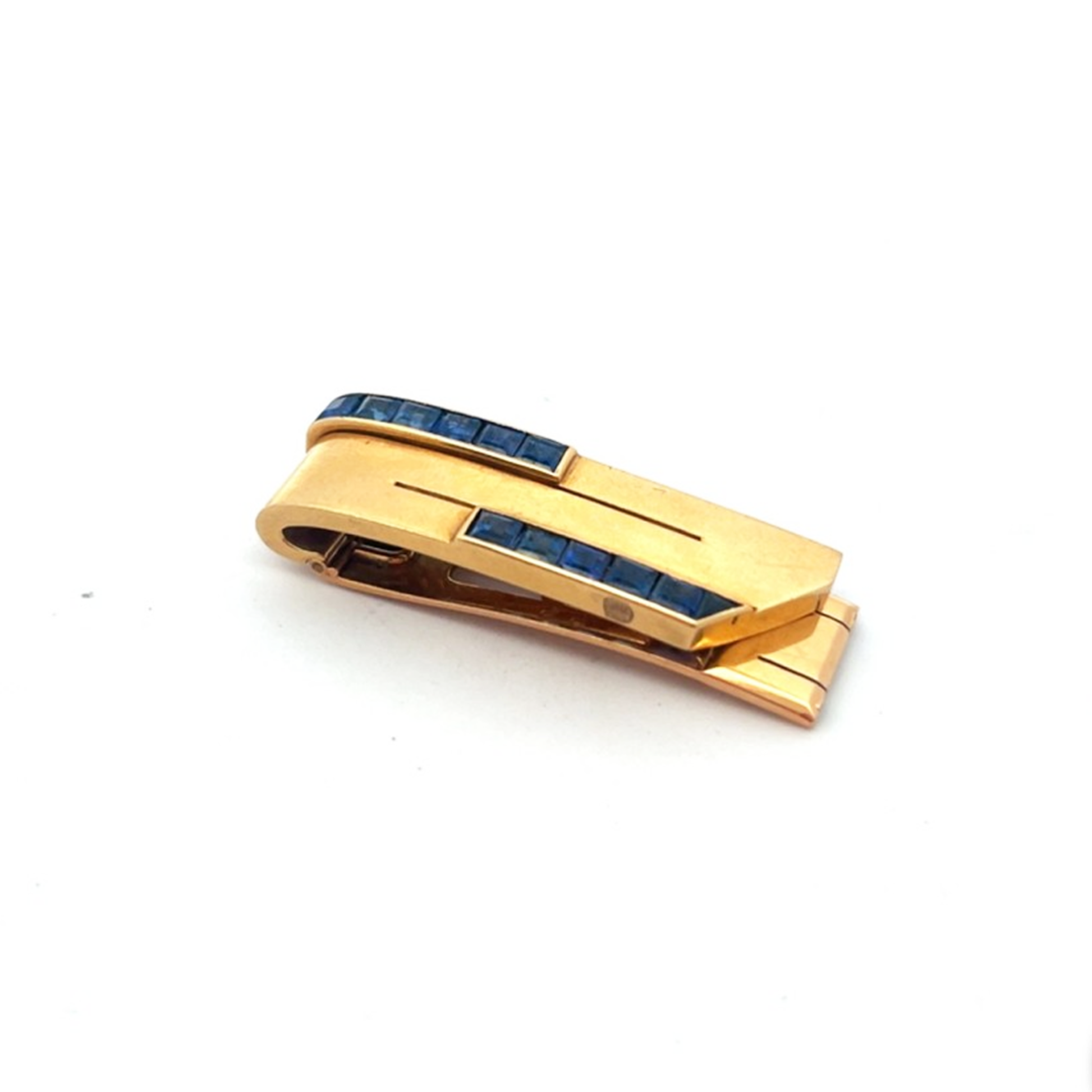 Van Cleef & Arpels French 1940s 18KT Yellow Gold Sapphire Brooch front
